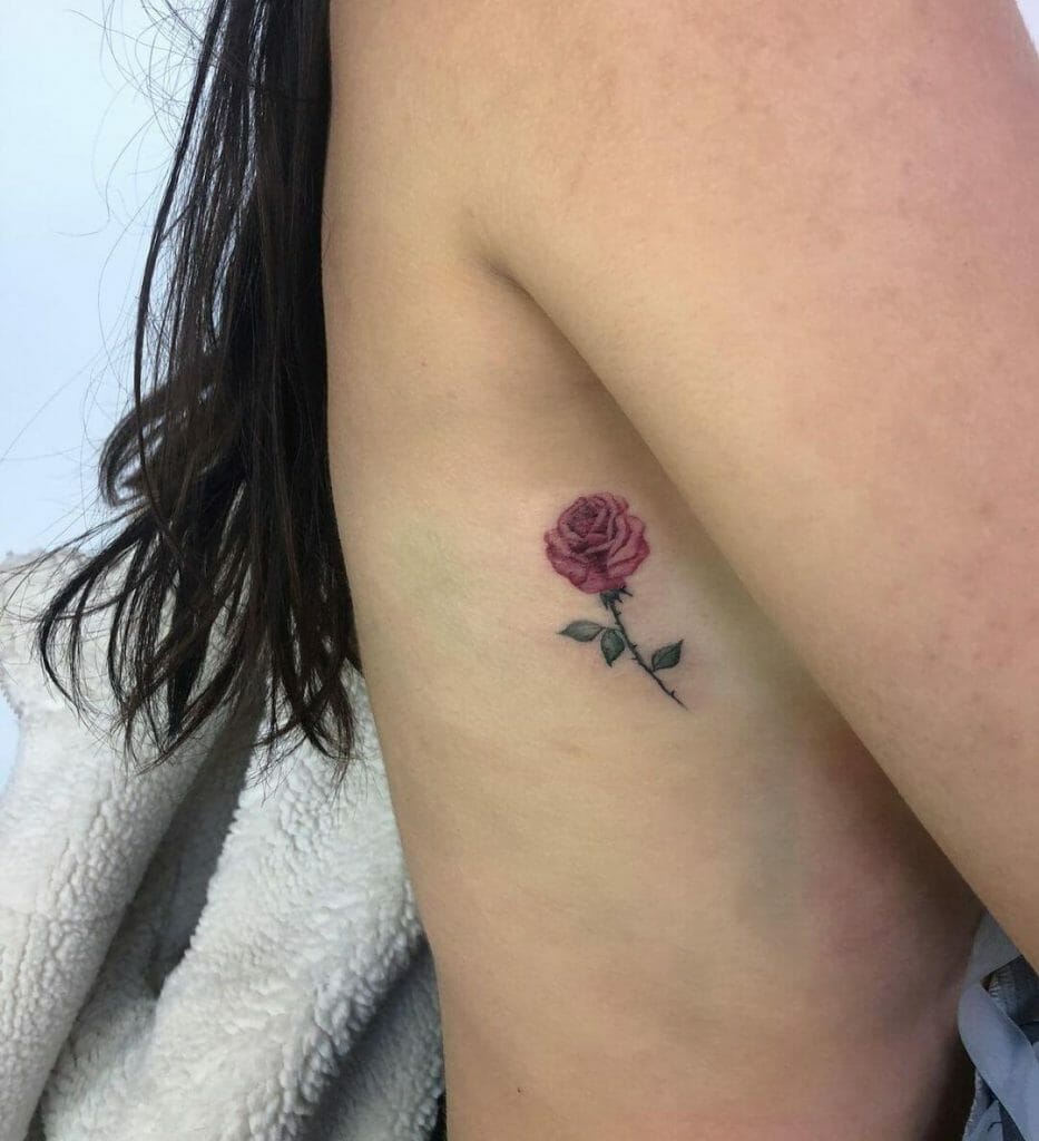 Miniature Watercolor Rose Tattoo