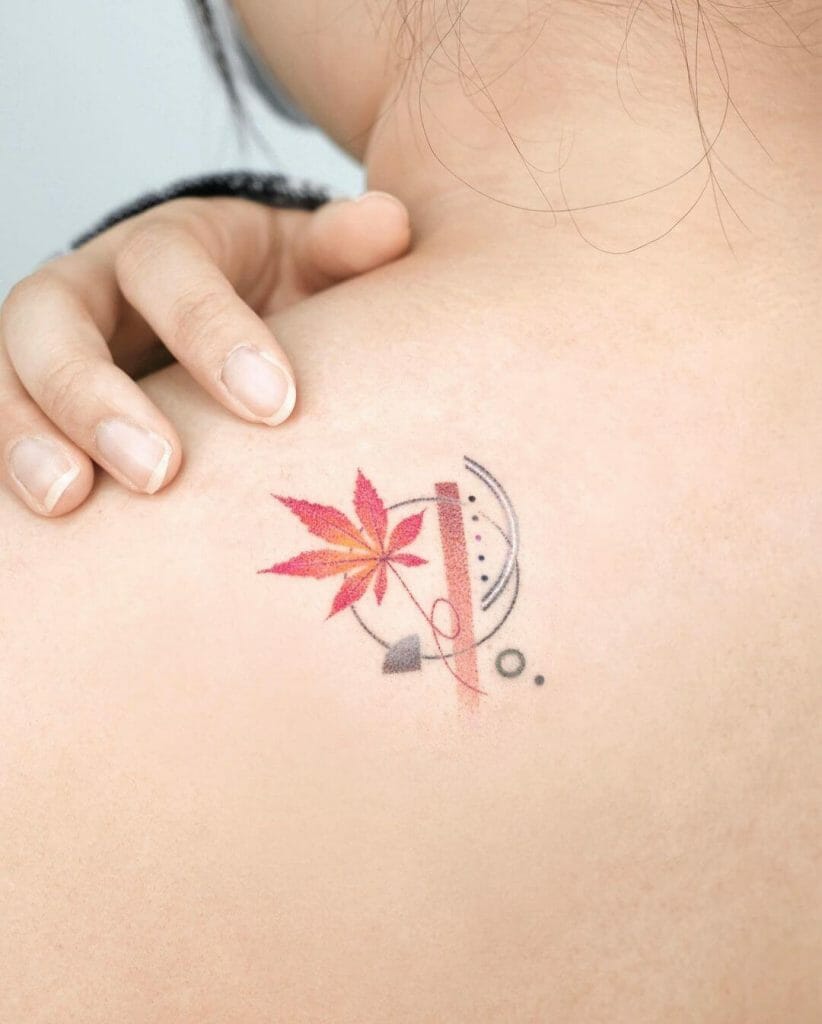 Minimal Maple Leaf Geometric Tattoo