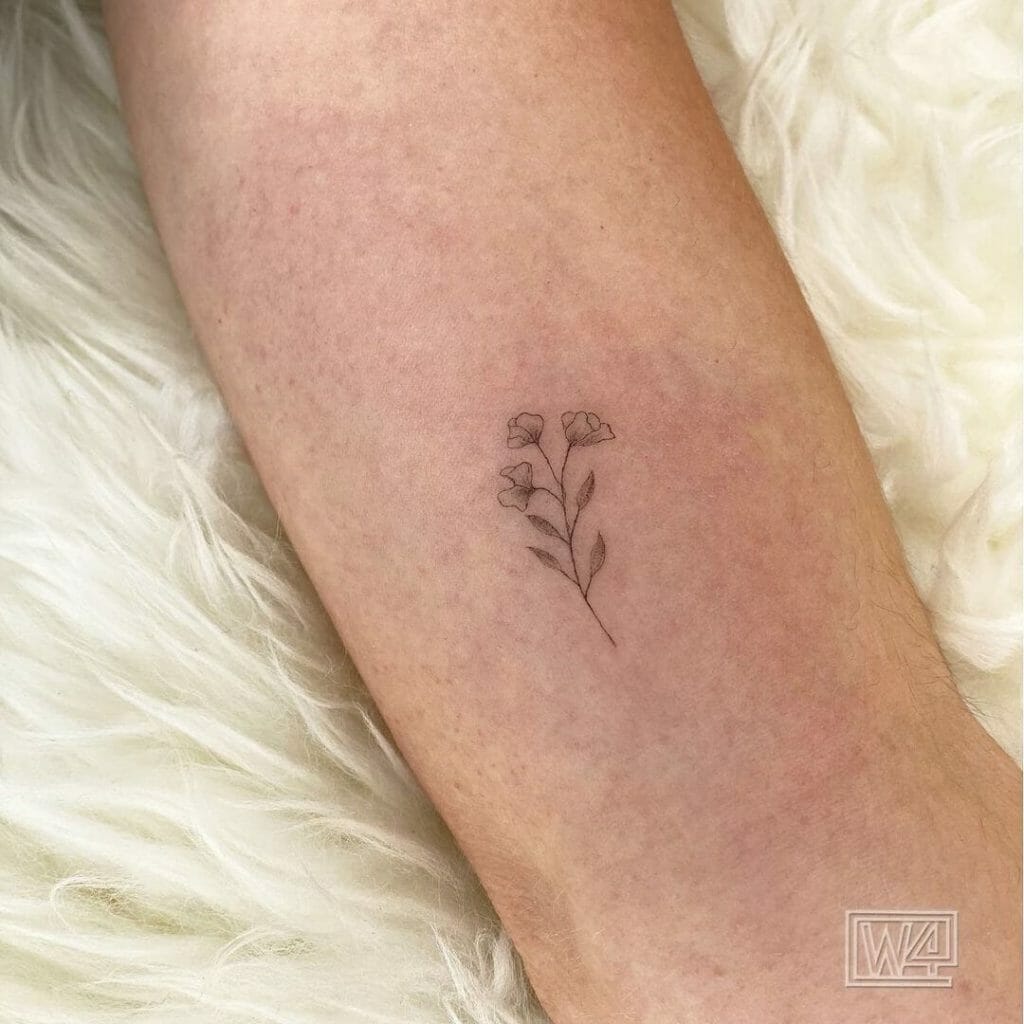 Minimal Sweet Pea Flower Tattoos