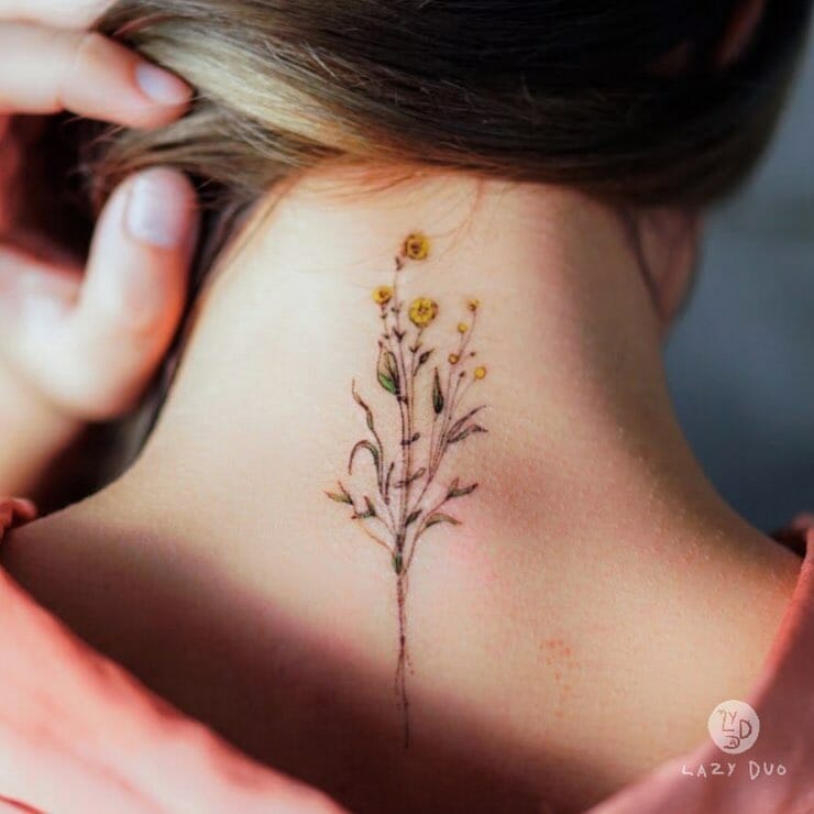 Minimalist Yellow Flower Tattoo
