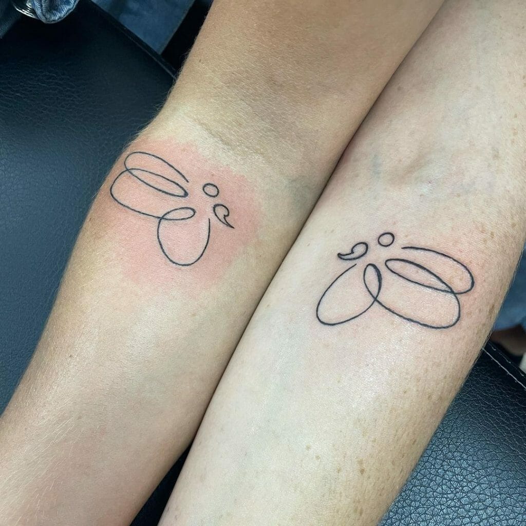 Minimalistic Semicolon Butterfly Tattoo Design