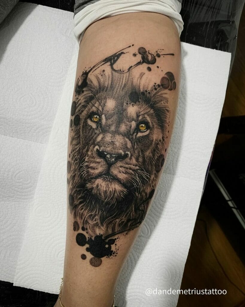 Modern Lion Head Tattoo
