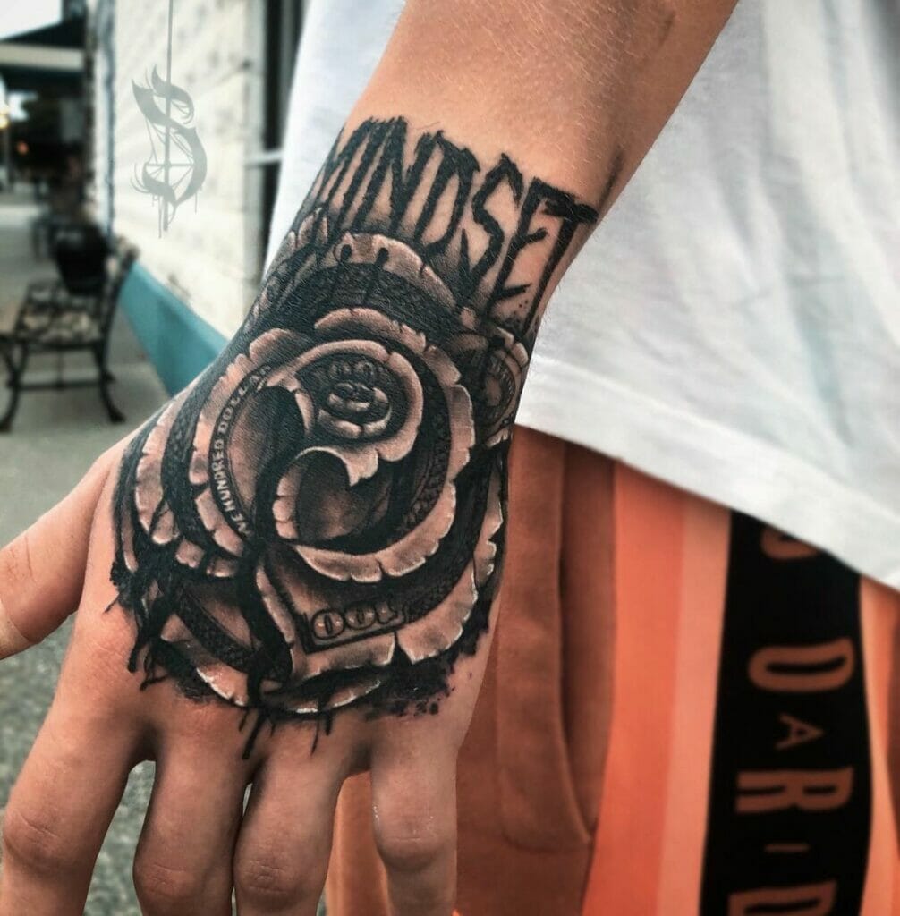 Money Rose Hand Tattoo