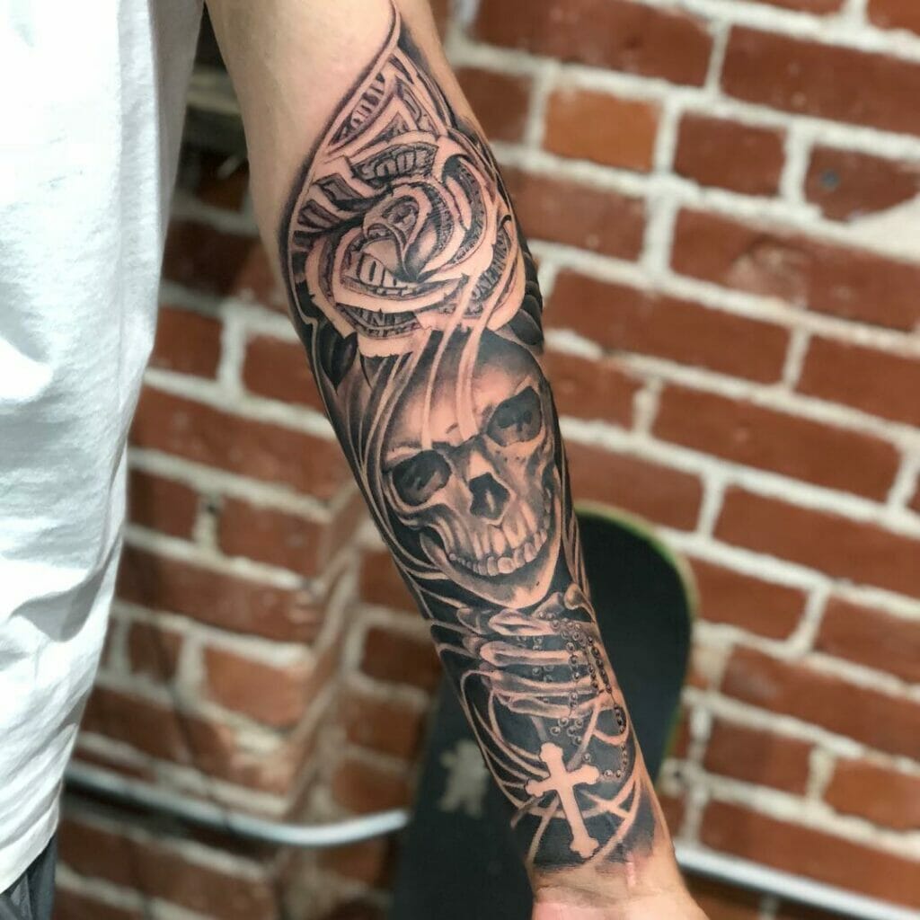 Money Rose Sleeve Tattoo