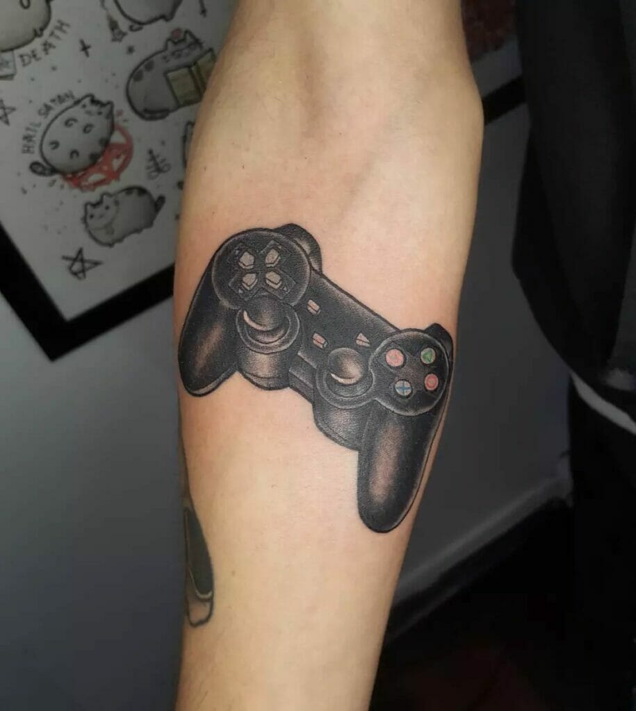 Monochromatic Playstation Controller Tattoo