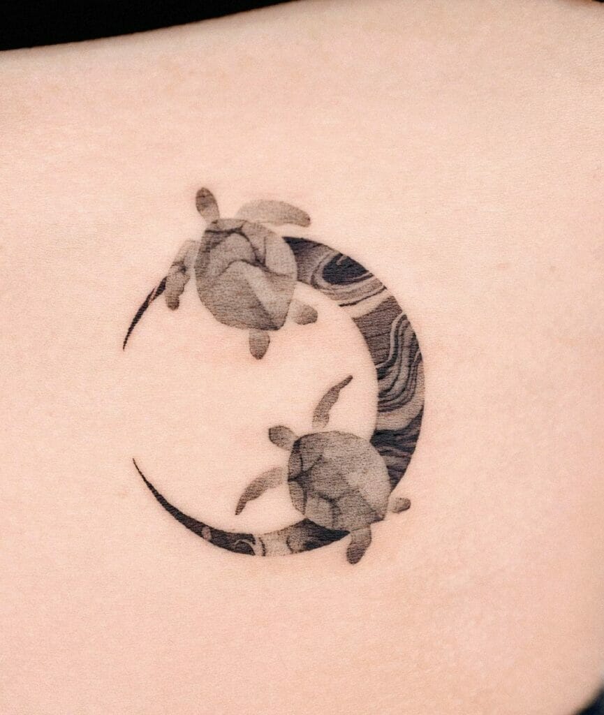 Moon x Turtle Tattoo