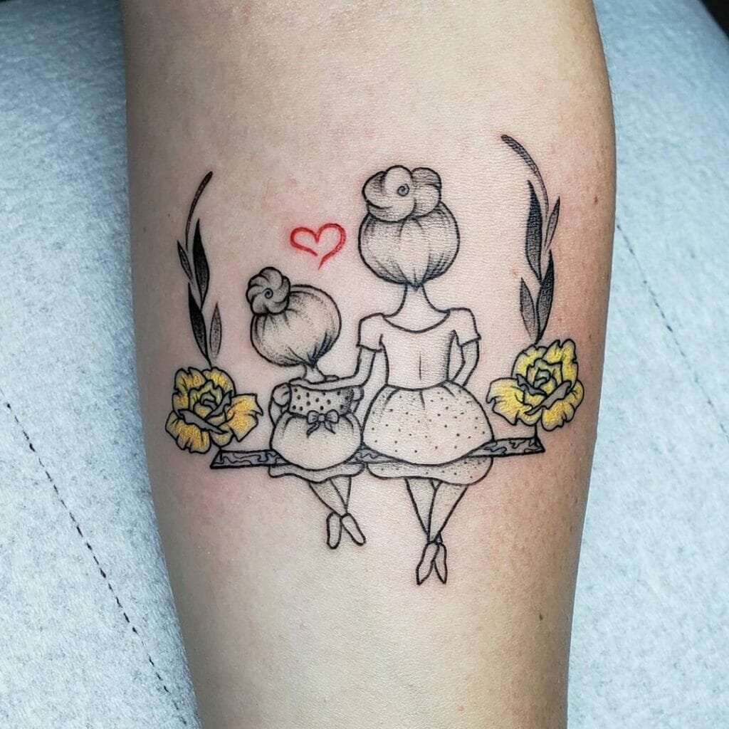 Mother And Daughter On A Swing Tattoo