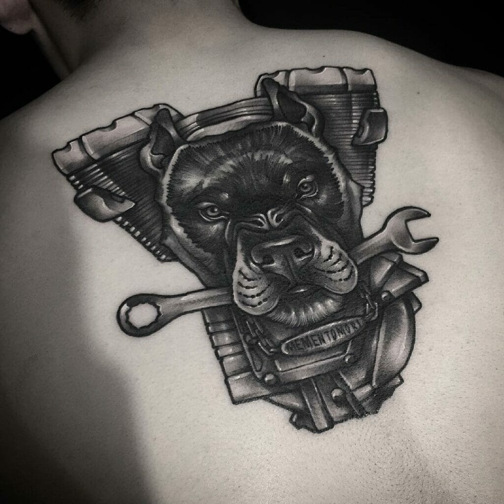 Motorcycle Engine Tattoo With Dog Ideas