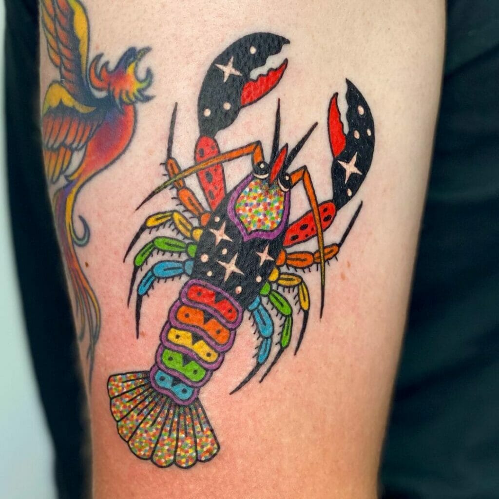 Multi-Colour Atomic Lobster Tattoo