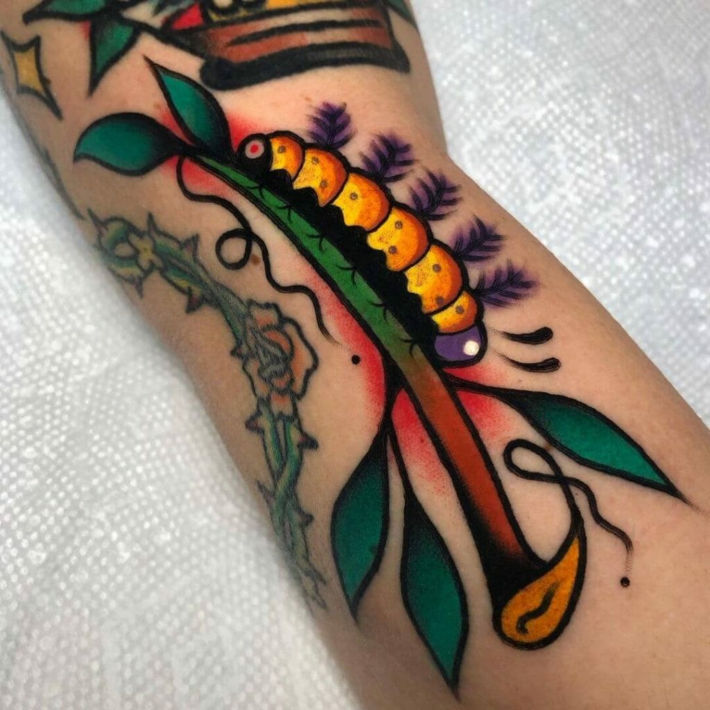 Multicoloured Caterpillar Tattoo