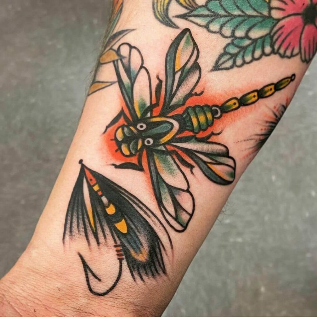 Multicoloured Dragonfly Tattoo Designs