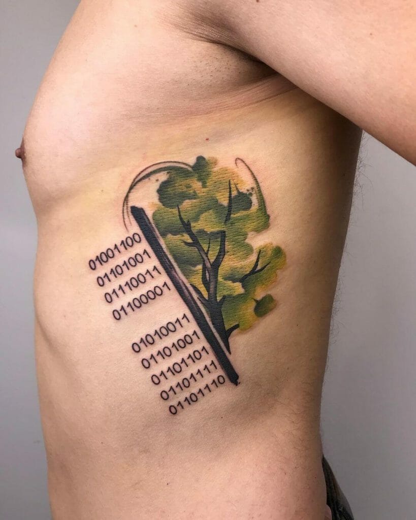 Nature and Binary Code Tattoo