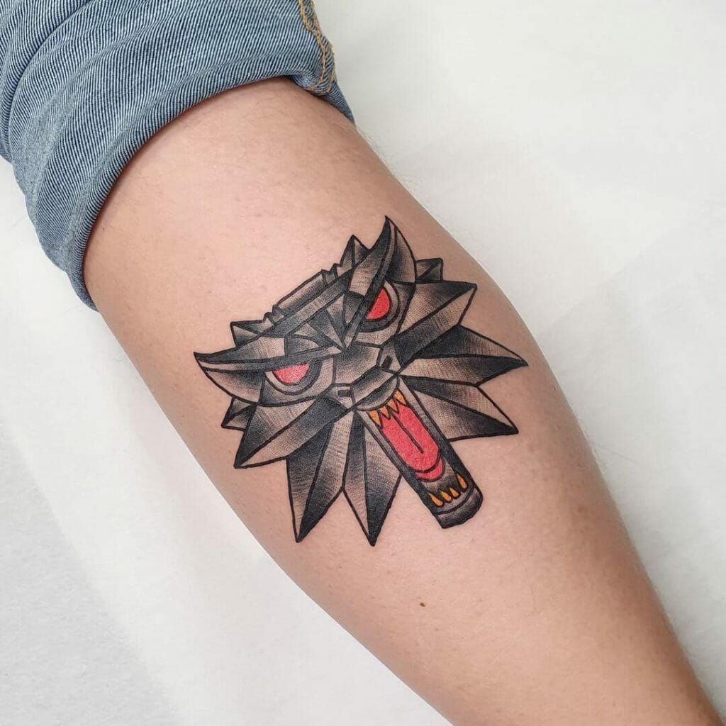 Neat Witcher Wolf Tattoo Idea