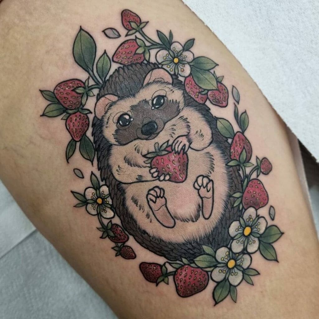 Neo-Traditional Hedgehog Tattoo