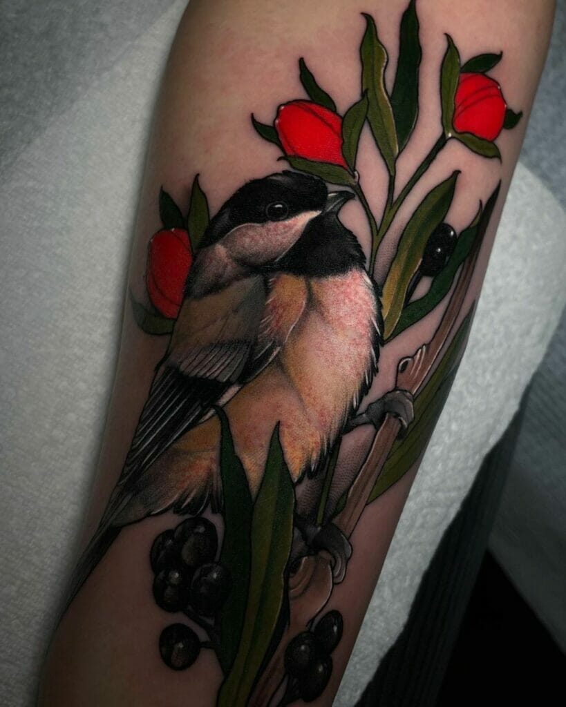 Neo-Traditional Tattoos Of Birds