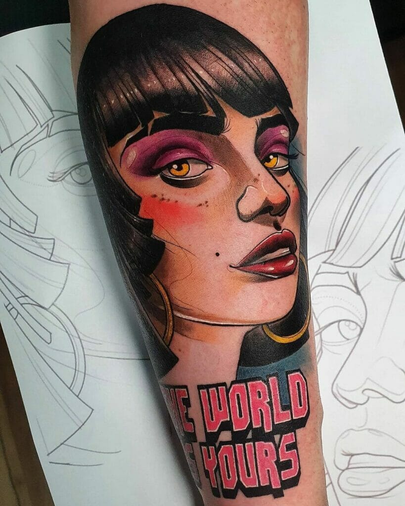 Neo-Traditional The World Is Yours Tattoo