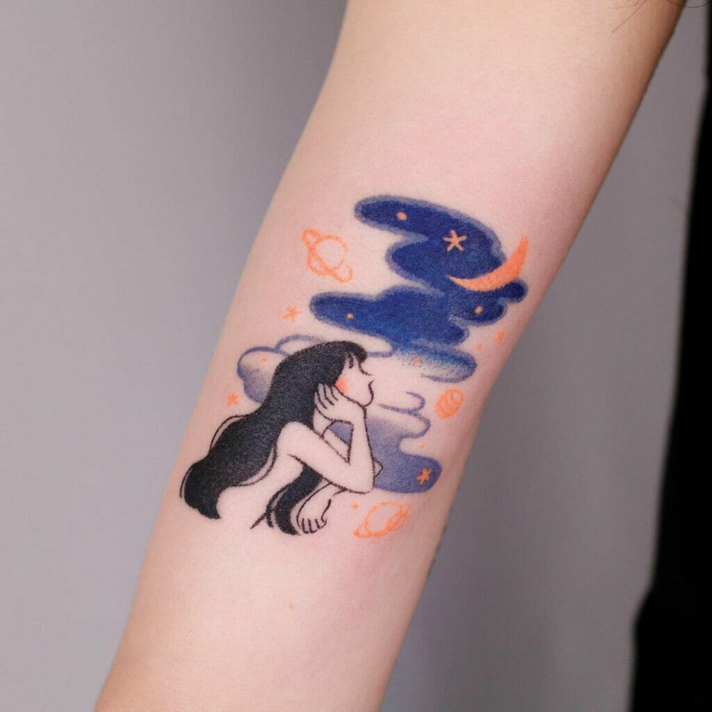 Night Sky Moon Tattoo