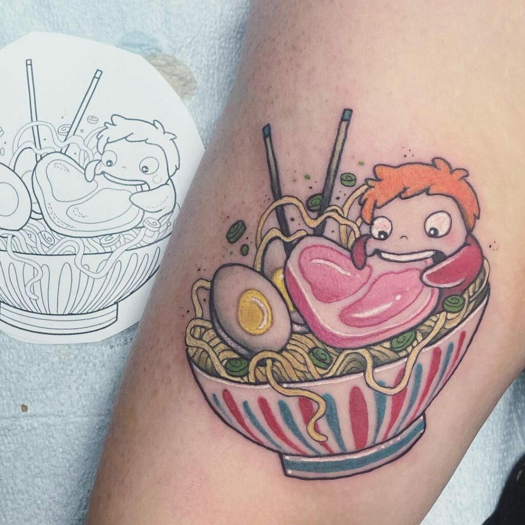 Noodle Bowl Hand Tattoo