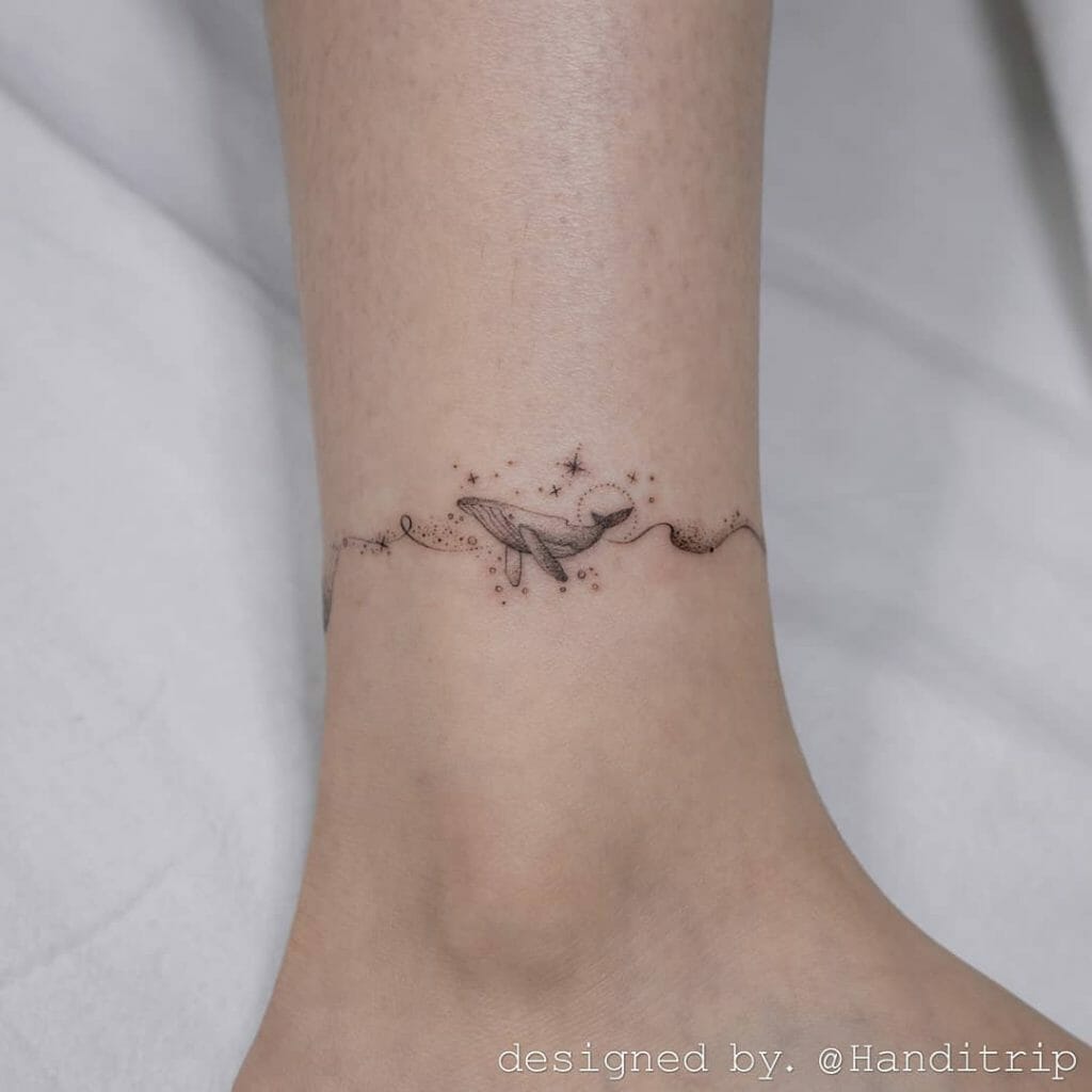 Ocean Themed Ankle Bracelet Tattoo