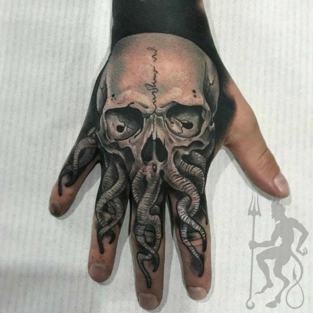 Octopus Skull Knuckle Tattoo