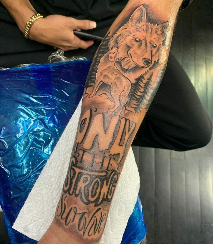Only The Strong Survive Wolf Tattoo