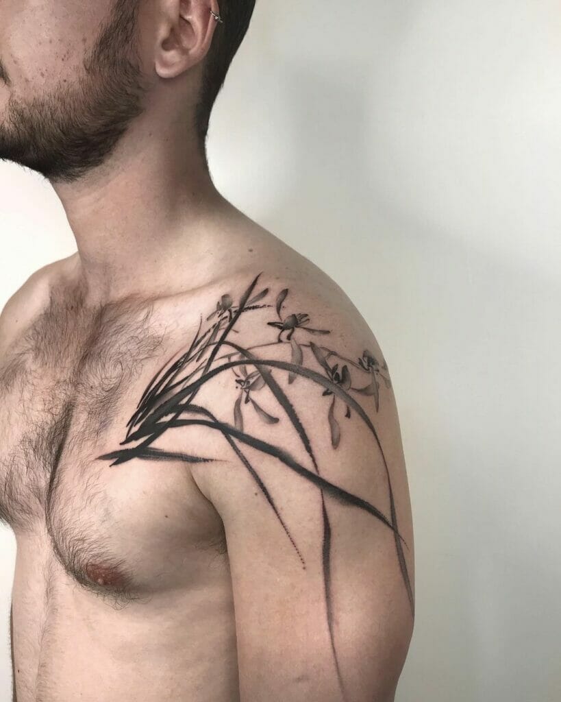 Orchid Shoulder Tattoo