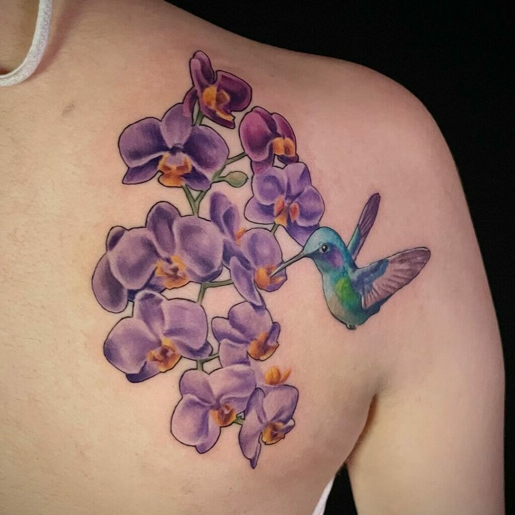 Orchids and Unique Small Bird Tattoos