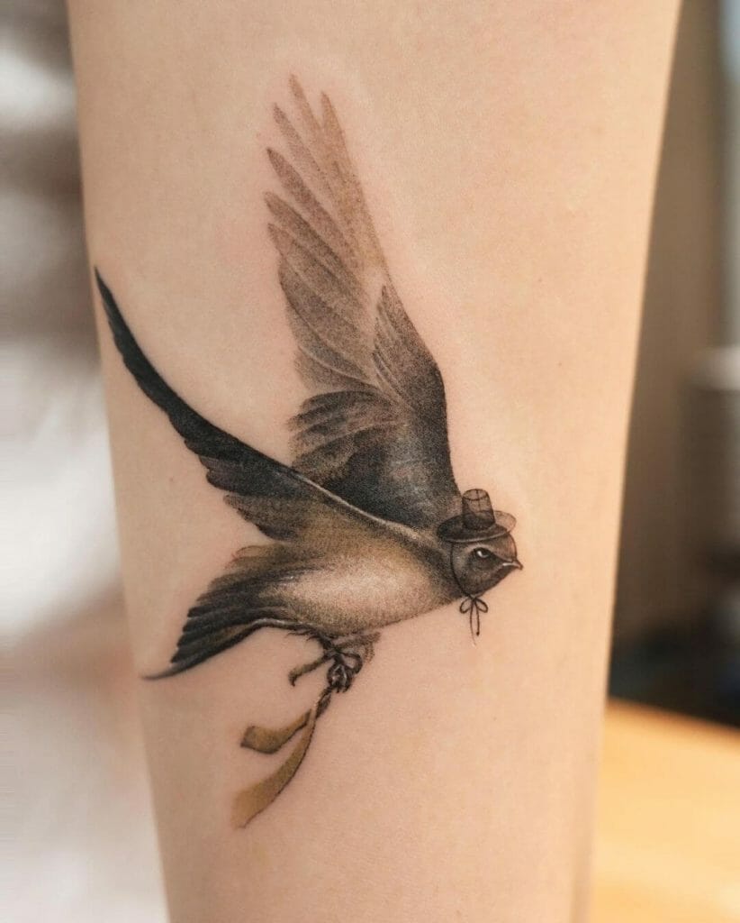 Oriental Swallow Shoulder Tattoos Idea 