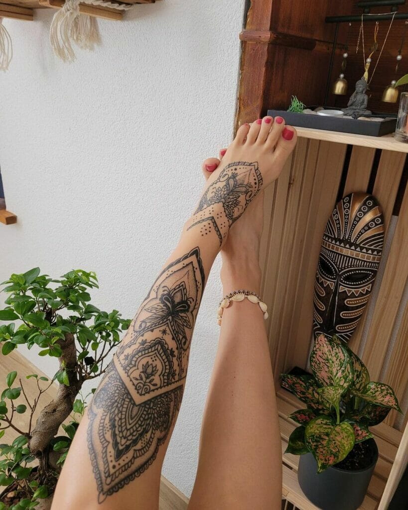 Ornamental Foot Tattoo Design