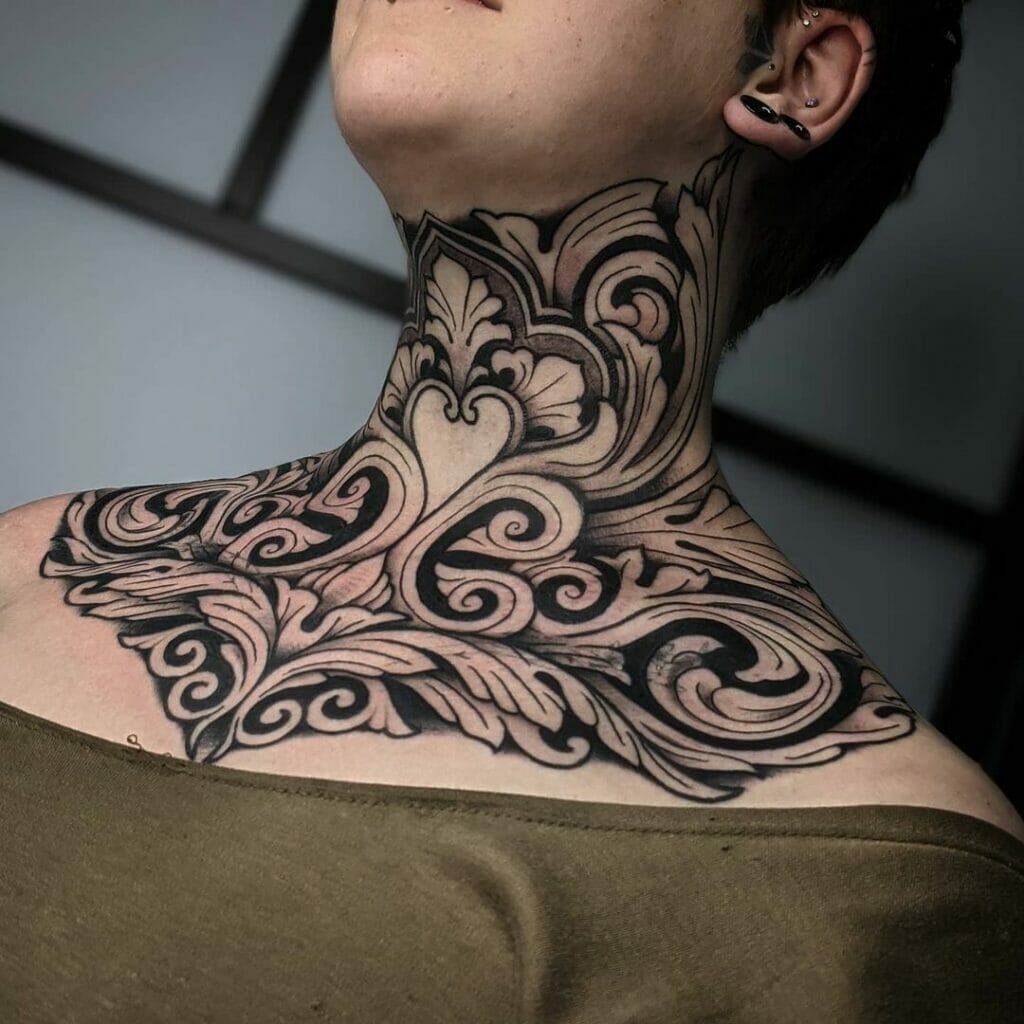 Ornamental Neck Tattoo Ideas