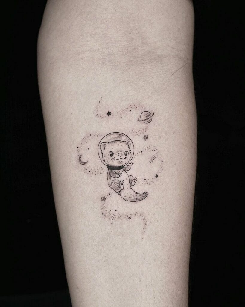 Otter Swimming In The Space Tattoo
