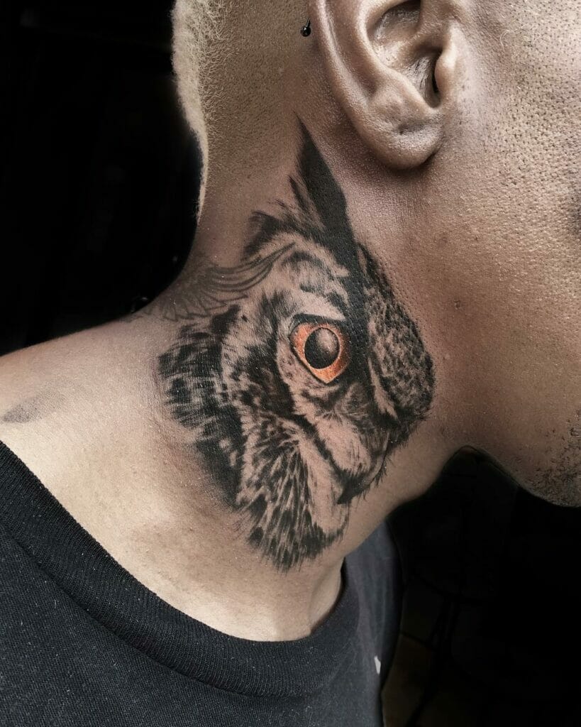 Owl Eye Neck Tattoo
