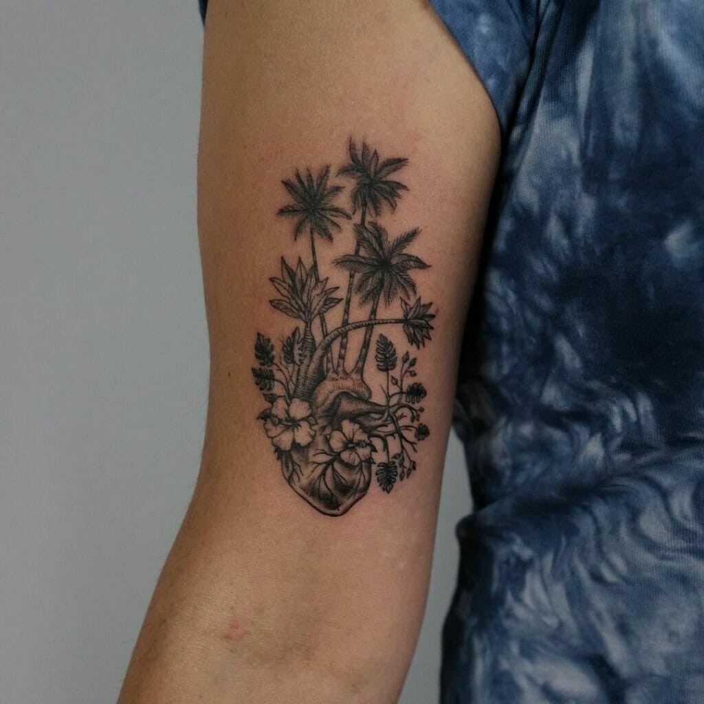 Paradise Love Palm Tree Tattoo Art