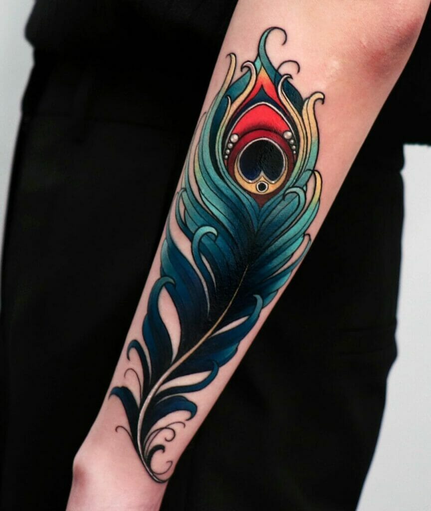 Peacock Tail Down Tattoo