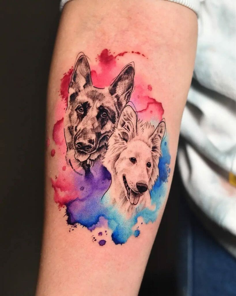 Pet Portrait Tattoo In Watercolor Style