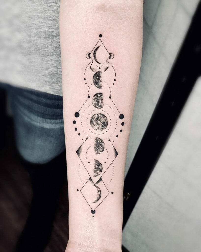 Phases Of Moon Geometric Tattoo