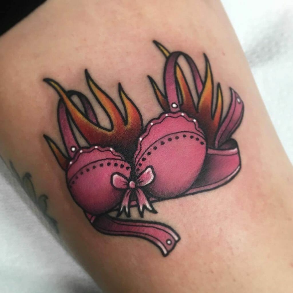 Pink Burning Bra Tattoo