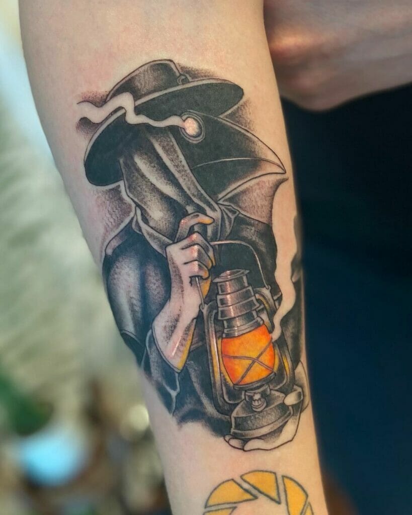Plague Doctor Tattoo With A Lantern