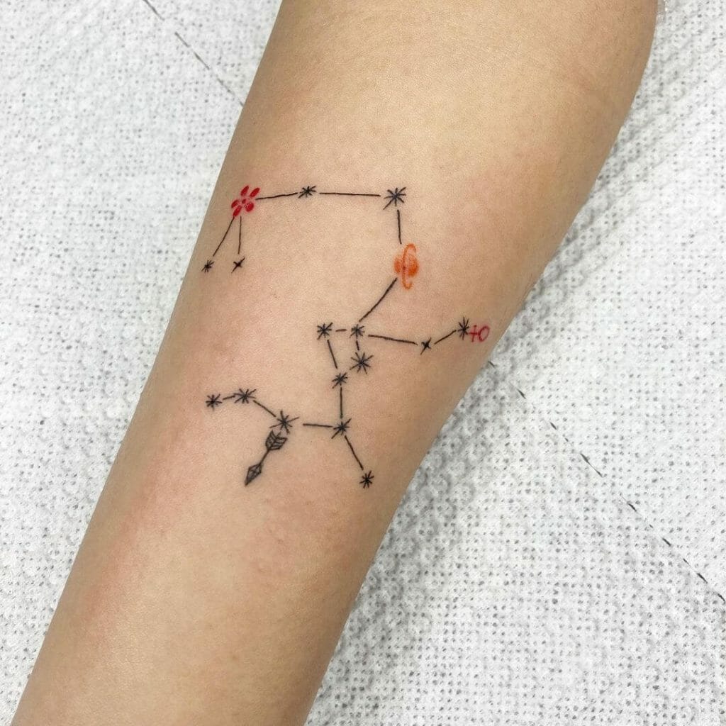 Planets x Sagittarius Constellation Tattoo