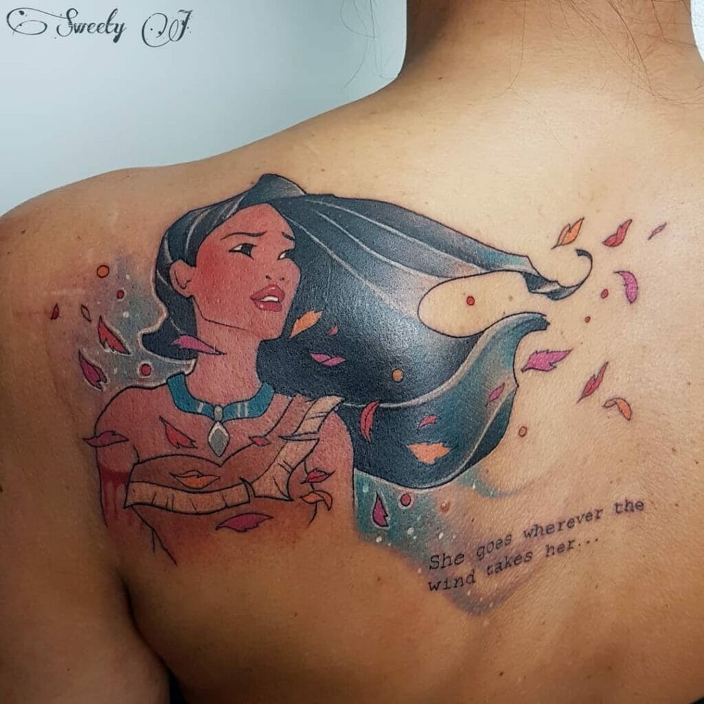 Pocahontas Leaves Tattoo With A Quote