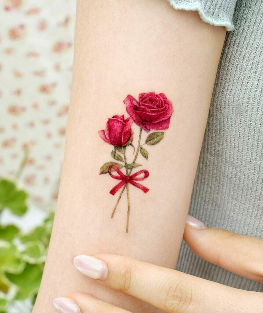 Pretty Roses and Ribbon Tattoo Ideas