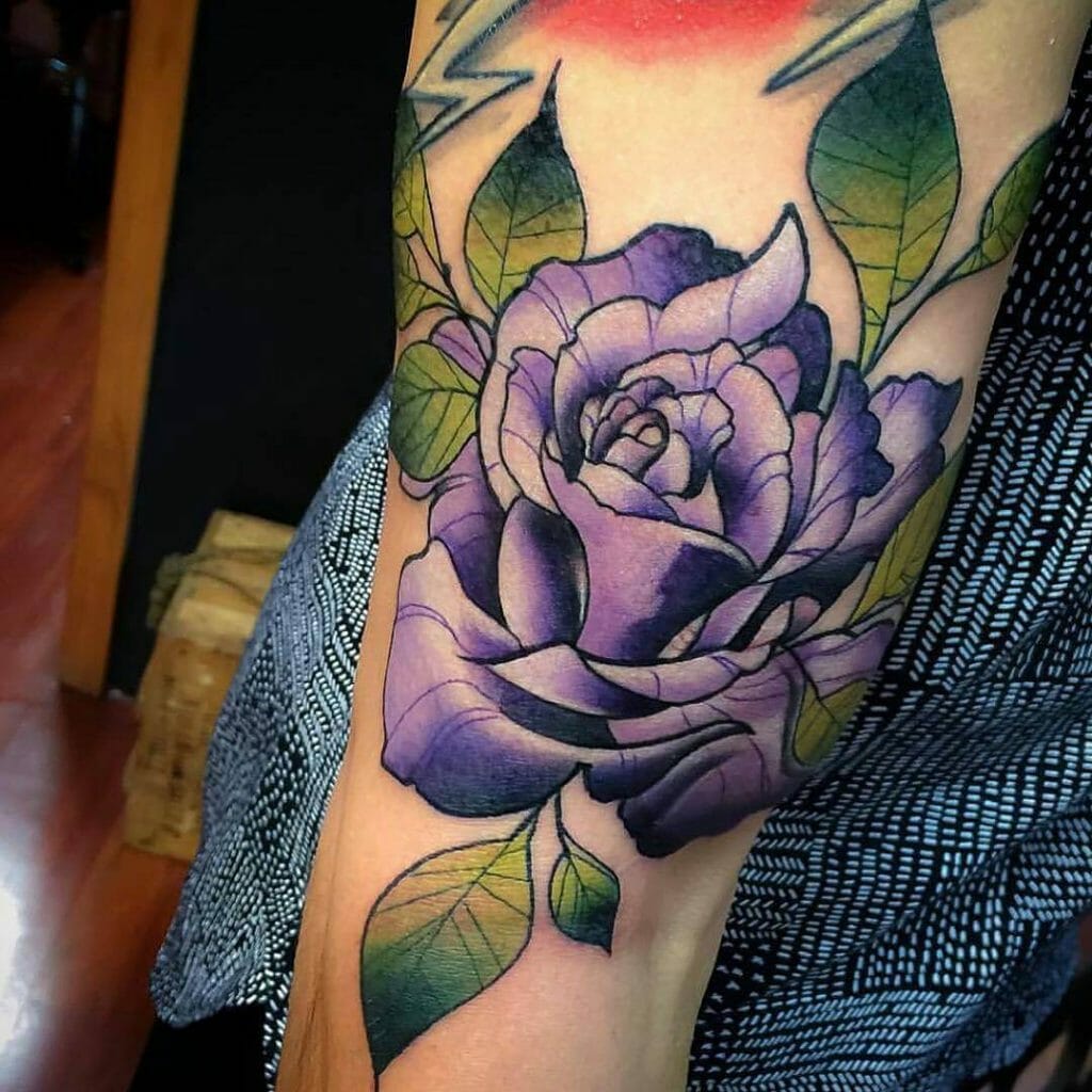 Purple Rose Hand Tattoos 