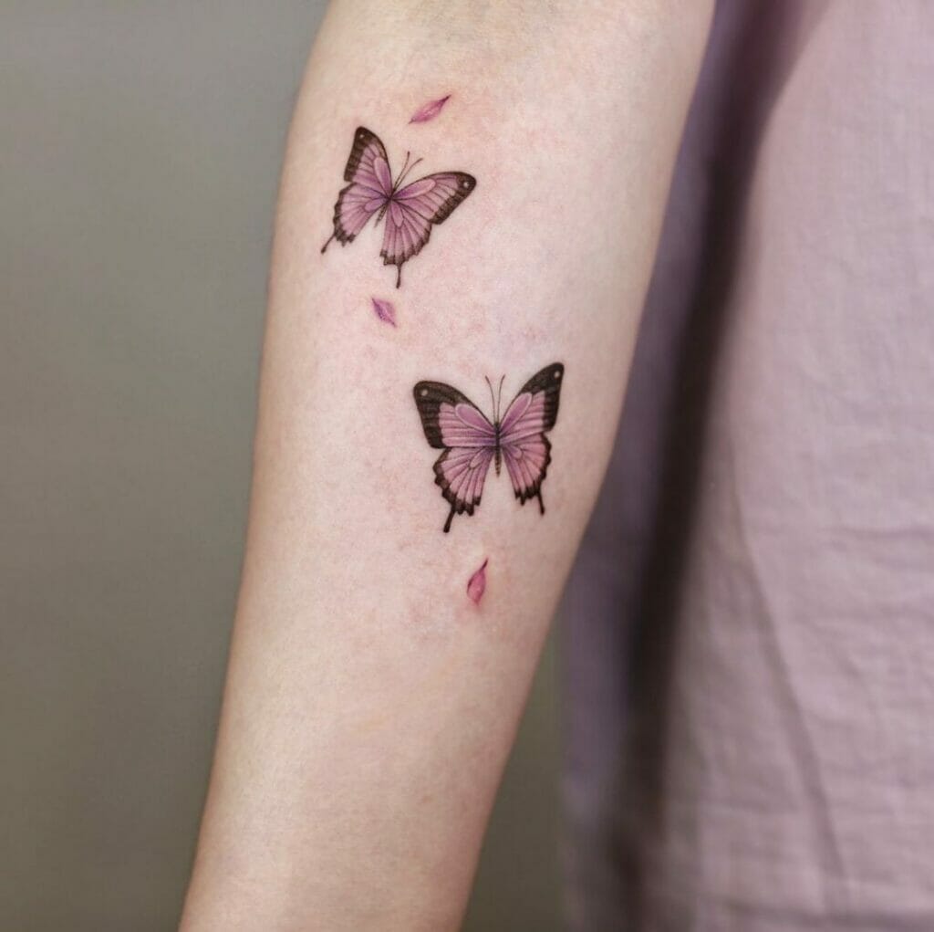 Purplish Pink Butterfly Tattoo Design