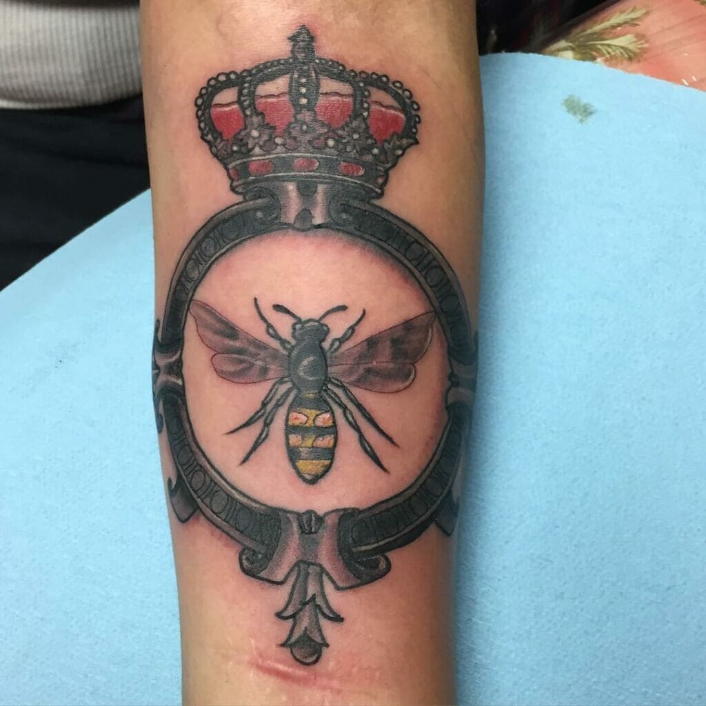 Queen Bee Tattoo Circled By A Crown
