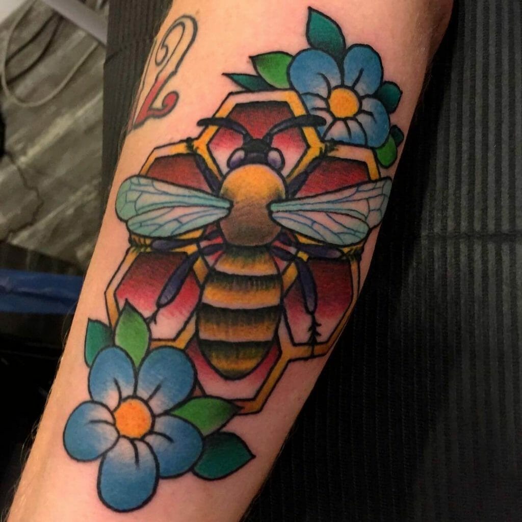 Queen Bee Tattoo With A Hive