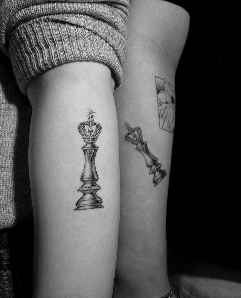 Queen Couple Chess Piece Tattoo