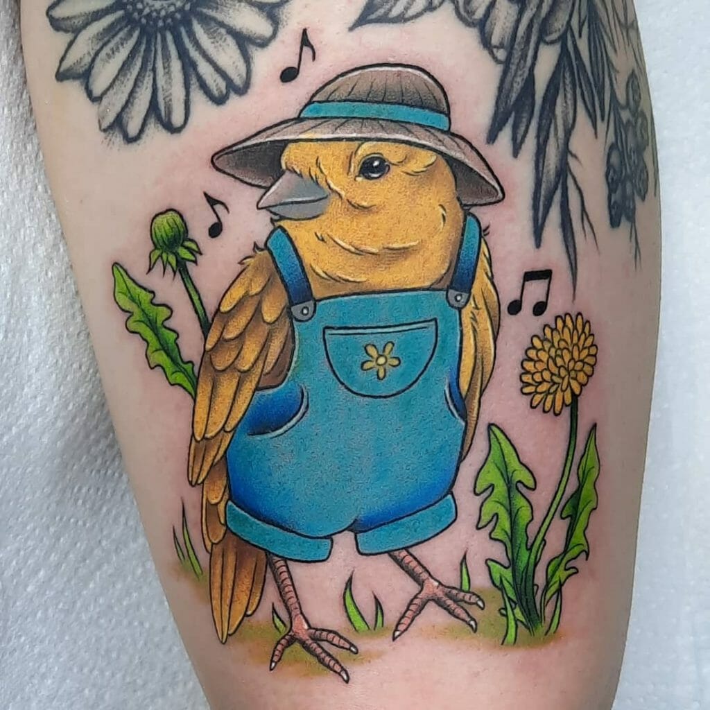 Quirky Canary Yellow Tattoo