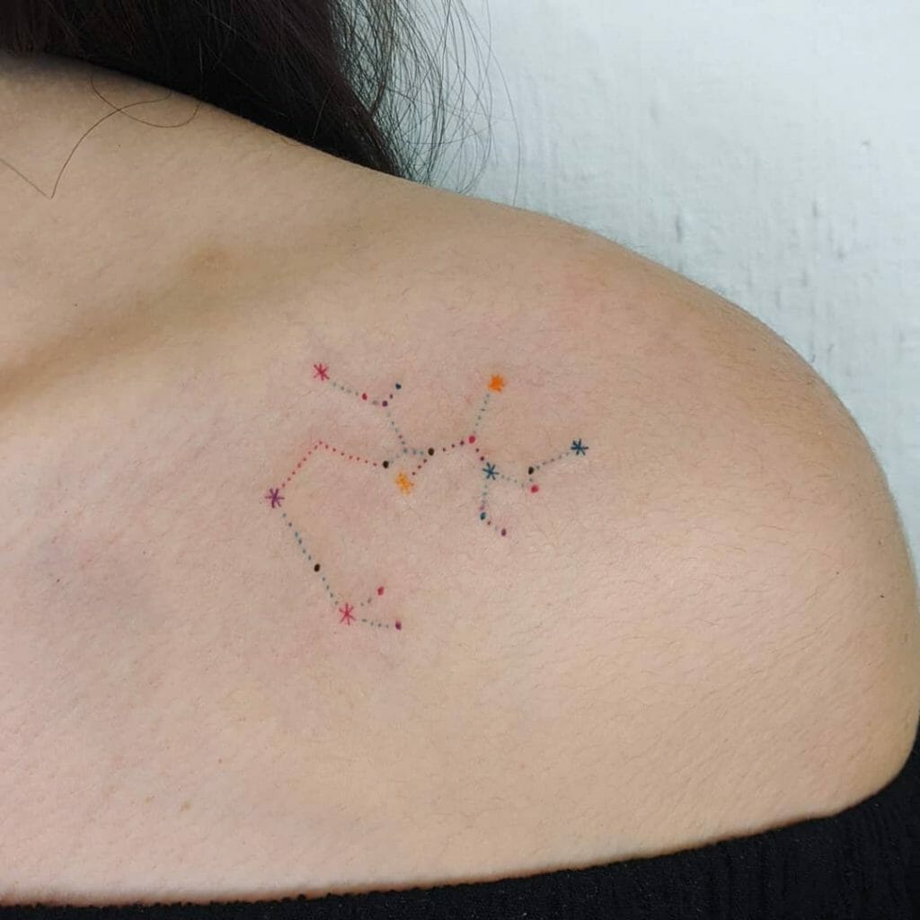 Rainbow Themed Sagittarius Constellation Tattoo