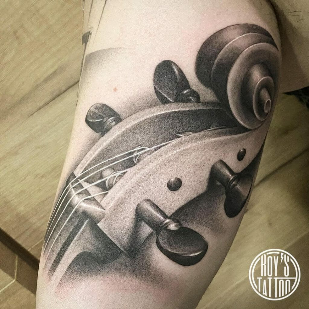 Realistic Cello Tattoo