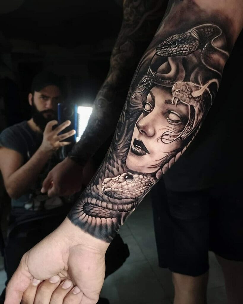 Realistic Greek Mythology Medusa Tattoo